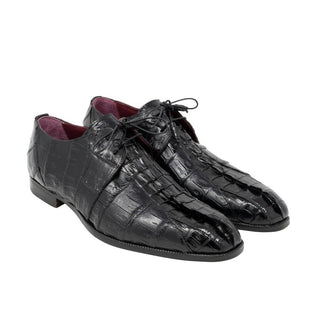 Mauri 3044 Jurassic Men's Designer Shoes Black Exotic Horn-Back Crocodile Oxfords (MA5114) (Special Order)-AmbrogioShoes