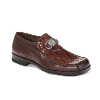 Mauri 3045 Blade Men's Designer Shoes Sport Rust Brown Calf-Skin Leather and Body Alligator Loafers (MA5014) (Special Order)-AmbrogioShoes