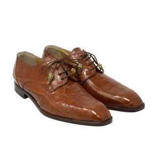 Mauri 3046 Earth Men's Designer Shoes Cognac Exotic Alligator Wing-tip Oxfords (MA5110) (Special Order)-AmbrogioShoes