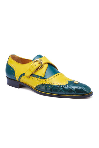 Mauri 3051 Godfather Alligator & Leather Single Monk Straps-AmbrogioShoes