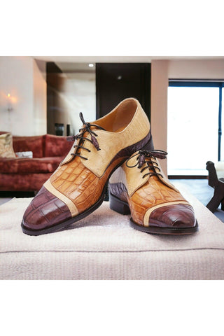 Mauri 3064 Swag Exotic Alligator & Ostrich Skin Derby (MA5529)-AmbrogioShoes