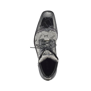 Mauri 3069 Jetset Men's Shoes Exotic Alligator Skin /Ostrich Leg / Mauri Fabric Derby Boots (MA5396)(Special Order)-AmbrogioShoes