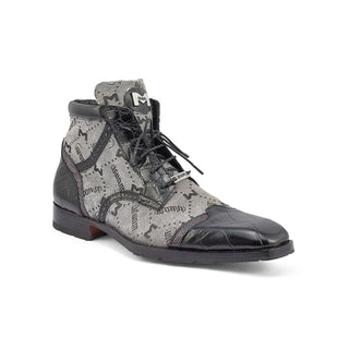 Mauri 3069 Jetset Men's Shoes Exotic Alligator Skin /Ostrich Leg / Mauri Fabric Derby Boots (MA5396)(Special Order)-AmbrogioShoes
