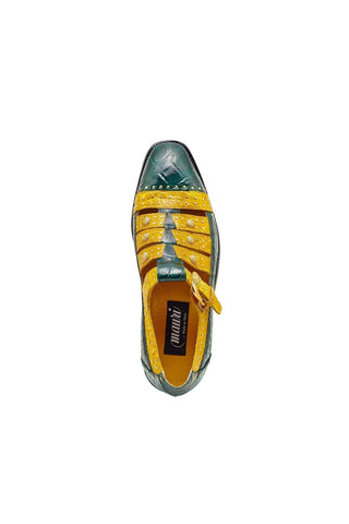 Mauri 3082 Olympus Hunter Green & Yellow Exotic Alligator / Crocodile Flanks Loafers (MA5312)-AmbrogioShoes