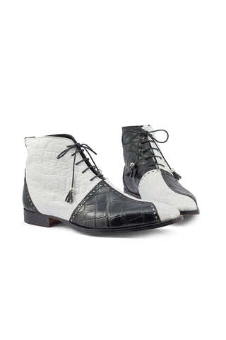 Mauri 3095 Othello Black & White Alligator Boots (MA5397)