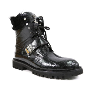 Mauri 3240 Smoke Alligator / Mink / Leather Strap Derby Boots (Made to Order)-AmbrogioShoes