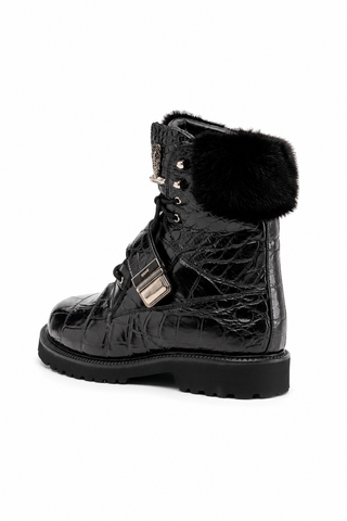 Mauri 3240 Smoke Alligator Skin / Mink / Nappa Strap Derby Boots (MA5584)