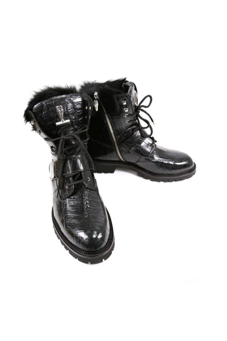 Mauri 3240 Smoke Alligator Skin / Mink / Nappa Leather Strap Derby Boots (MA5584)