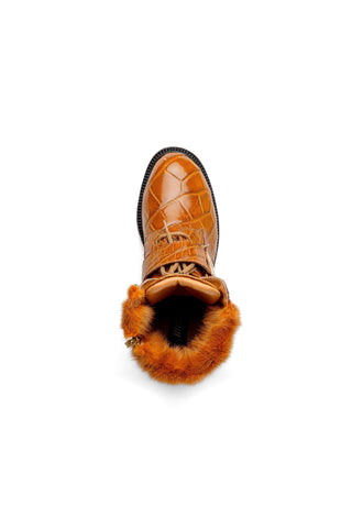 Mauri 3240 Smoke Alligator Skin / Mink / Nappa Leather Strap Derby Boots (MA5584)