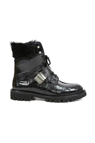 Mauri 3240 Smoke Alligator Skin / Mink / Nappa Leather Strap Derby Boots (MA5584)