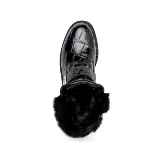 Mauri 3240 Smoke Men's Shoes Exotic Alligator Skin / Mink / Nappa Leather Strap Derby Boots (MA5584)(Special Order)-AmbrogioShoes