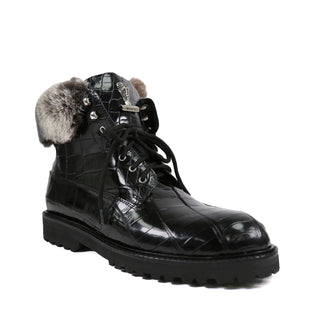 Mauri 3240/4 Smoke Exotic Alligator Skin Lapin Lined Boots (MA5686)-AmbrogioShoes