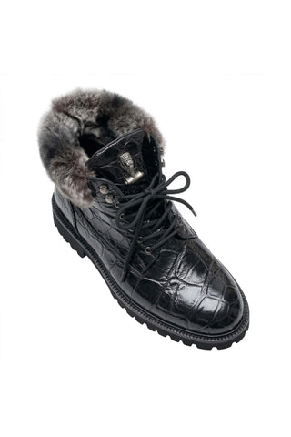 Mauri 3240/4 Smoke Exotic Alligator Skin Lapin Lined Boots (MA5686)-AmbrogioShoes