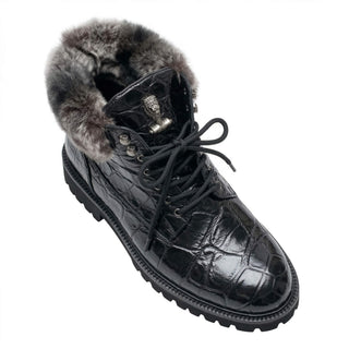 Mauri 3240/4 Smoke Exotic Alligator Skin Lapin Lined Boots (MA5686)(Made to Order)-AmbrogioShoes