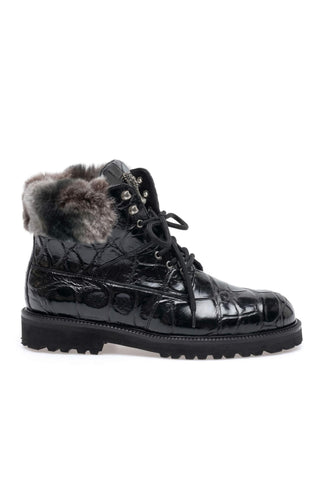 Mauri 3240/4 Smoke Exotic Alligator Skin Lapin Lined Boots (MA5686)-AmbrogioShoes
