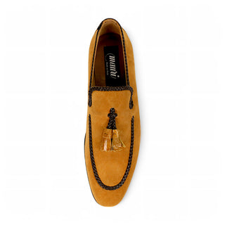 Mauri 3262 Men's Shoes Exotic Ostrich / Suede Leather Tassels Slip-On Loafer (MA5660)-AmbrogioShoes