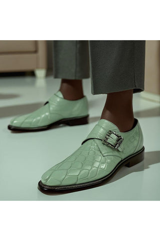 Mauri 3281/2 Shadow Exotic Alligator Skin Single Monk-Strap (MA5661)-AmbrogioShoes