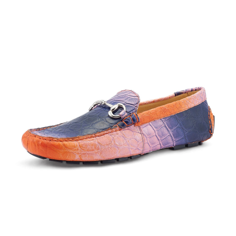 Mauri 3405/1 Scenic Men's Shoes Pink, Wonder Blue & Orange Exotic Alligator Driver Moccasins Loafers (MA5525)-AmbrogioShoes