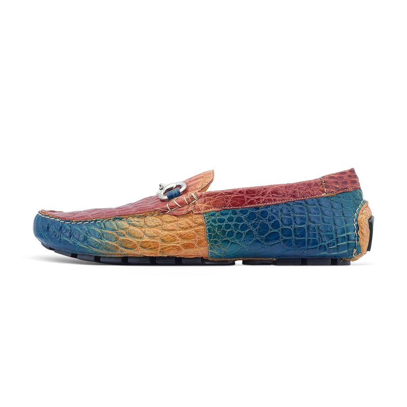 Mauri 3405/1 Scenic Men's Shoes Toffee, Blue & Rasberry Exotic Alligator Driver Moccasins Loafers (MA5526)-AmbrogioShoes