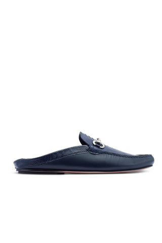 Mauri 3424/1 Sapphire Wonder Blue Ostrich Leg / Leather Horsebit Mules (MA5434)