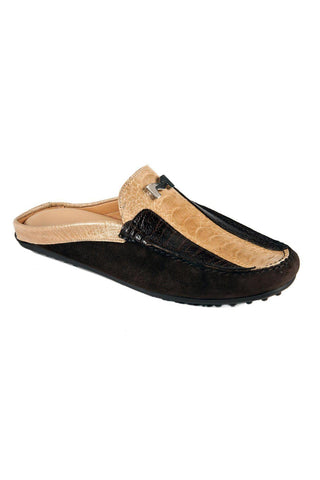 Mauri 3461 Fiesta Exotic Ostrich Skin & Suede Mules (MA5433)-AmbrogioShoes