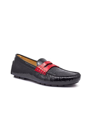 Mauri 3502 Suave Exotic Crocodile Skin & Patent Calf-Skin Leather Penny Driver (MA5346)-AmbrogioShoes