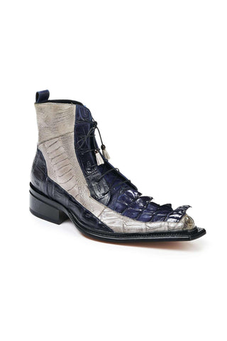 Mauri 44187 Dragon Arce Raindrops and Wonder Blue Body Alligator / Ostrich Leg Boots (MA5012)-AmbrogioShoes