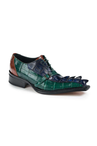 Mauri 44190 Raptor Green / Gold / Blue Hornback & Baby Crocodile Oxfords (MA5015)-AmbrogioShoes