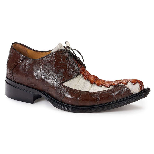 Mauri Shoes Exotic Skin Men's Hornback Crocodile Brown Oxfords 44203 (MA4933)-AmbrogioShoes