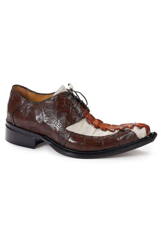 Mauri 44203 Designer Shoes Skin Men's Hornback Crocodile Brown Oxfords (MA4933)-AmbrogioShoes