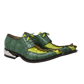 Mauri 44203 Double Dragon Men's Designer Shoes Exotic Horn-Back Crocodile Derby (MA5113) (Special Order)-AmbrogioShoes