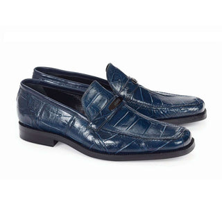 Mauri 4692-3 Spada Men's Designer Shoes Wonder Blue Alligator Body Loafers (MA4634) (Special Order)-AmbrogioShoes