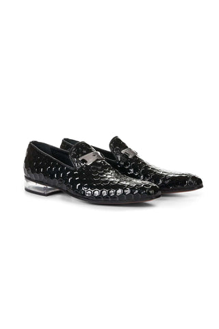 Mauri 4709 Elegance Homer Black Texture Print Leather Loafers (MA5001)-AmbrogioShoes