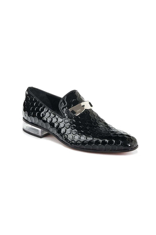 Mauri 4709 Elegance Homer Black Texture Print Leather Loafers (MA5001)-AmbrogioShoes