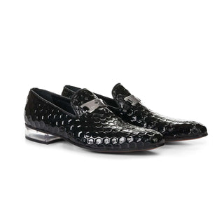 Mauri 4709 Elegance Men's Designer Shoes Homer Black Texture Print Leather Loafers (MA5001) (Special Order)-AmbrogioShoes