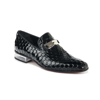 Mauri 4709 Elegance Men's Designer Shoes Homer Black Texture Print Leather Loafers (MA5001) (Special Order)-AmbrogioShoes