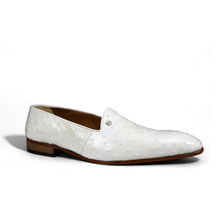 Mauri 4732 Men's Shoes Ostrich White Slip-On Loafers (MA3018) (Special Order)-AmbrogioShoes