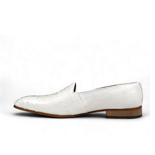 Mauri 4732 Men's Shoes Ostrich White Slip-On Loafers (MA3018) (Special Order)-AmbrogioShoes