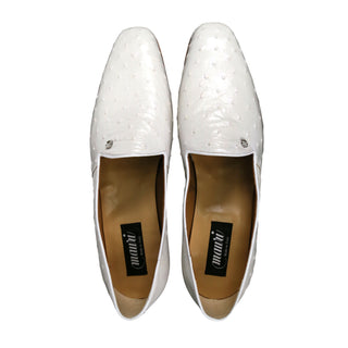 Mauri 4732 Men's Shoes Ostrich White Slip-On Loafers (MA3018) (Special Order)-AmbrogioShoes