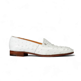 Mauri 4732 Men's Shoes Ostrich White Slip-On Loafers (MA3018) (Special Order)-AmbrogioShoes