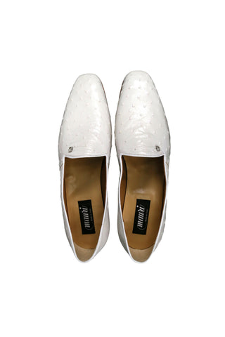 Mauri 4732 Ostrich White Slip-On Loafers (MA3018)-AmbrogioShoes