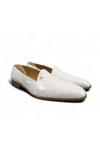 Mauri 4732 Ostrich White Slip-On Loafers (MA3018)-AmbrogioShoes
