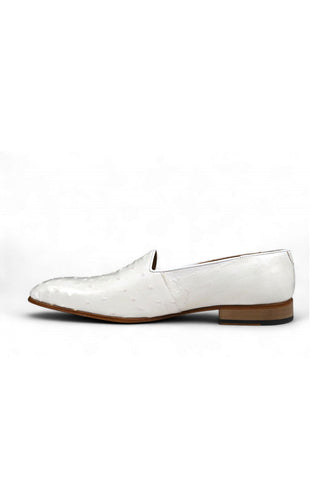 Mauri 4732 Ostrich White Slip-On Loafers (MA3018)-AmbrogioShoes