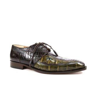 Mauri 4787 Men's Shoes Exotic Ostrich Leg & Crocodile Oxfords (MA4510) (Special Order)-AmbrogioShoes