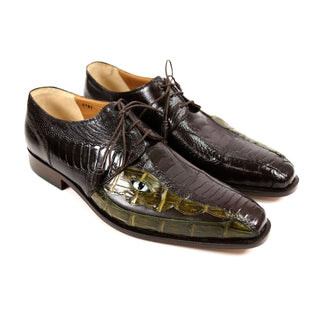 Mauri 4787 Men's Shoes Exotic Ostrich Leg & Crocodile Oxfords (MA4510) (Special Order)-AmbrogioShoes
