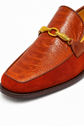 Mauri 4800 Priest Ostrich Leg / Suede / Leather Horse-Bit Loafers (MA5259)-AmbrogioShoes