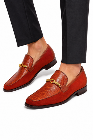 Mauri 4800 Priest Ostrich Leg / Suede / Leather Horse-Bit Loafers (MA5259)-AmbrogioShoes