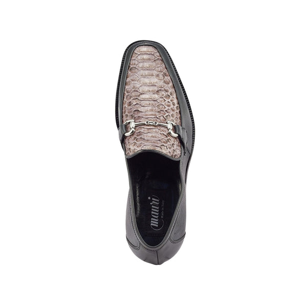 Mauri 4800/2 Priest Men's Shoes Black & Gray Exotic Iguana / Python Horsebit Loafers (MA5371)-AmbrogioShoes