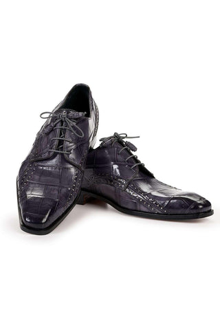 Mauri 4858 Designer Exotic Skin Cedro Medium Grey Burnished Body Alligator Oxfords (MA4805)-AmbrogioShoes