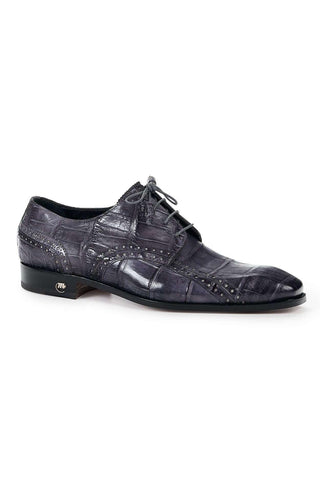 Mauri 4858 Designer Exotic Skin Cedro Medium Grey Burnished Body Alligator Oxfords (MA4805)-AmbrogioShoes